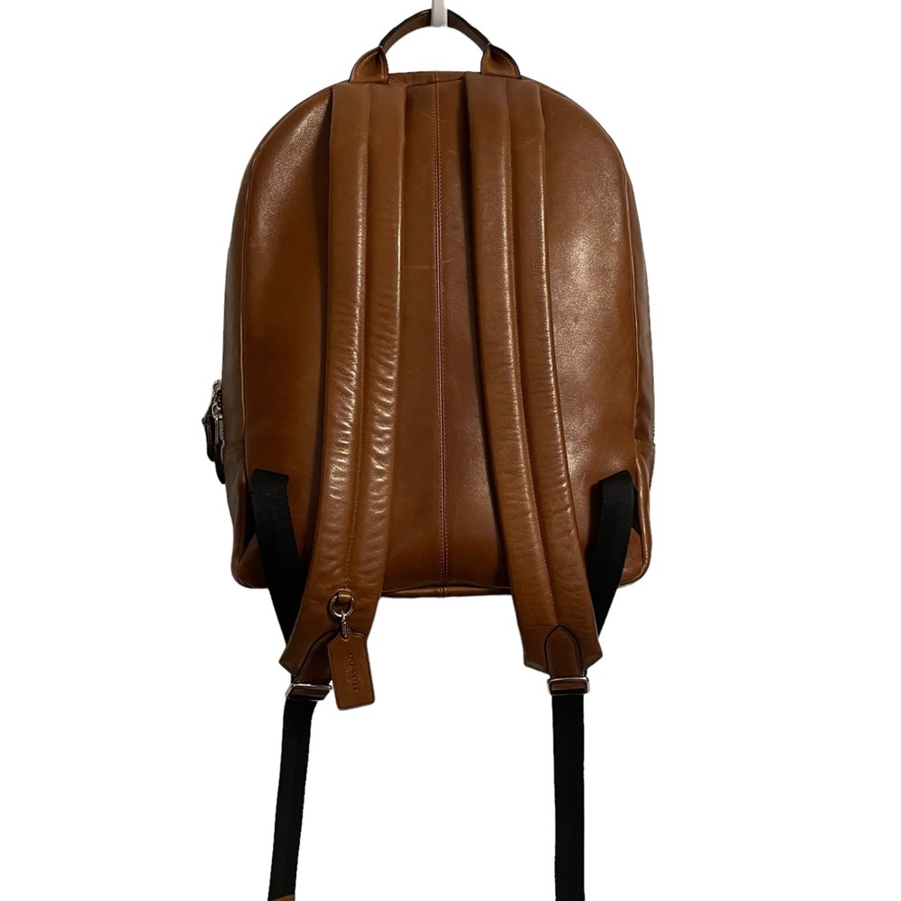 Coach Brown Leather Dark Saddle Backpack - Picture 3 of 9